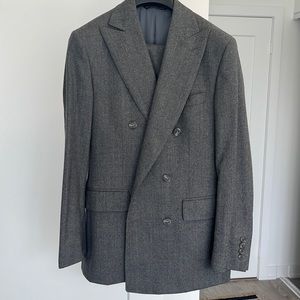 Coppley. Double breasted wool flannel suit.